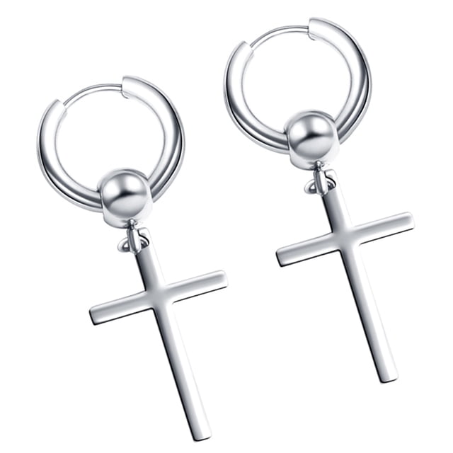 2pcs de Acero Inoxidable Cruz Cuelga Pendientes zo Joyería Mujeres Sunnimix Pendiente cruzado de acero inoxidable