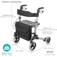 thumbnail image 2 of HealthSmart Walker Rollator with Seat and Backrest, Adjustable Handle Height, FSA HSA Eligible, Removable Storage Bag and a Durable Lightweight Frame That Folds While Supporting up to 300 pounds, 2 of 5