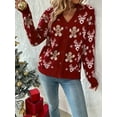 thumbnail image 6 of Plus Size Christmas Cardigans for Women Button Knit Sweaters Winter Christmas Jackets, 6 of 7