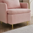 thumbnail image 6 of Modern Accent Chair, Comfy Sherpa Upholstered Armchair with Solid Wood Frame & Metal Legs, Single Reading Sofa Chair for Living Room Bedroom Waiting Room Office, Pink, 6 of 8