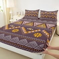 thumbnail image 3 of jejeloiu Western Tribal Aztec Queen Sheet Sets,Rustic Triangle Rhombus Flat Sheet,Purple Orange Queen Fitted Sheet For Girls Boys,Microfiber Bedroom Decor,4pcs, 3 of 7