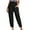 Summer pants-Black, variant on Homenesgenics Cropped Pants Women Fashion Elastic Waist Casual Pure Color Straight Leg Cotton Linen Pocket Trousers Black L