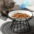 thumbnail image 5 of Cat And Dog Bowl Pet Feeding Dish Metal Raised Stand Cat  Anti-Slip Food Bowl Water Feeder Cat Elevated Feeder Neck Pet Ceramic Bowl Black Raised Stand, 5 of 10