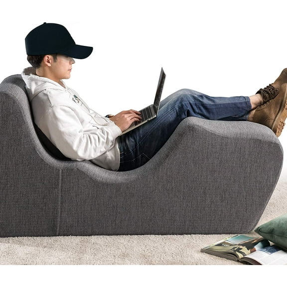 Lotus Zero Gravity Chaise Lounger, Foam Recliner for Living Room, Ergonomic Positioning for Better Relaxation, Pillow Included, No Assembly, Dark Grey