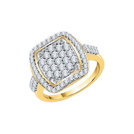 KATARINA Diamond Cluster Engagement Ring in 10K Yellow Gold (1 cttw, I-J, I1-I2) (Size-7.5)