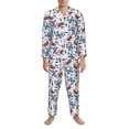 thumbnail image 3 of Sikiie Retro Butterfly Mens Pajama Set, Soft Warm Long Sleeve Sleepwear, Cozy Button-Down Pjs for Men-X-Large, 3 of 7