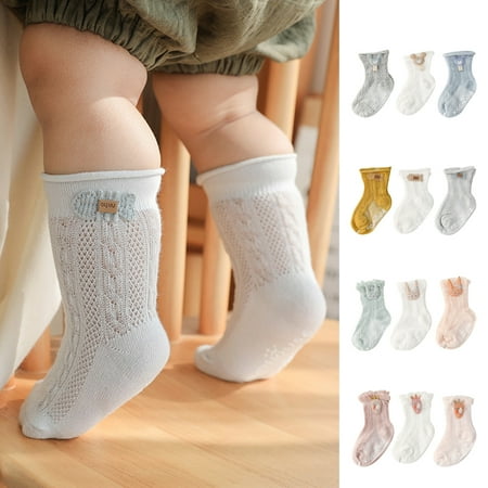 

SPRING PARK 3 Pairs Boy Girl Baby Socks Anti Non Slip Cotton Radish Cat Fish Elastic Cotton Socks