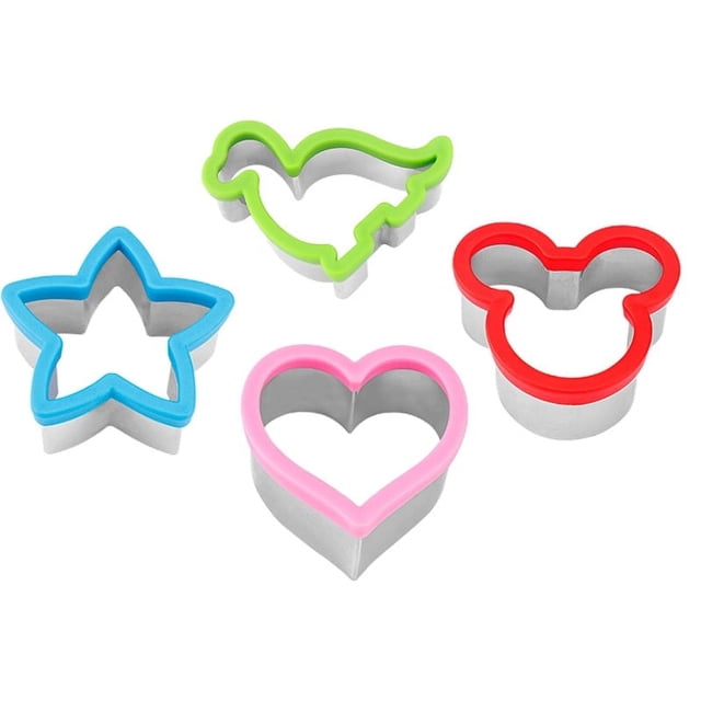 YOPTOP 4 Pcs Bread Sandwich Decruster Sandwich Cutter And Sealer Set Dinosaur Heart And Circle Shapes Pancake Maker Diy Cookie Cutters