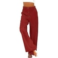 thumbnail image 1 of Pantalones palazzo de lino de cintura alta y pierna ancha para mujer, con cordón y bolsillos, 1 of 6