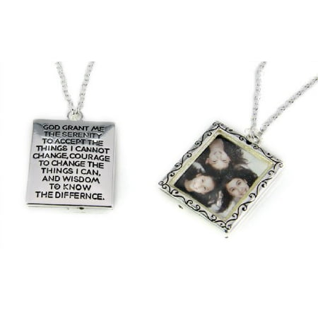 - Serenity Prayer Picture Frame Locket Style Necklace Family Loved One Heirloom Keepsake