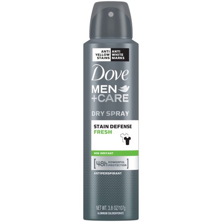 Dove Men+Care Stain Defense Fresh Dry Spray Antiperspirant Deodorant, 3.8 (Best Way To Remove Deodorant Stains)