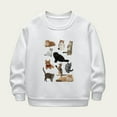 thumbnail image 2 of SERTG Big Girls Fleece Lined Print Sweatshirt Long Sleeve Crew Neck Fall Winter Playful Snug Fitted Top for Kids 2-12 Years(White,5-6 Years), 2 of 5
