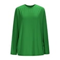 thumbnail image 5 of Levmjia Women's Long Sleeve Crew Neck Shirts Pleated Hem Basic Casual Ruched Warm Slim Fit Tops Long Sleeve Comfy Daily Green,L, 5 of 10