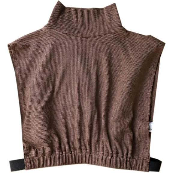 Zhengup Cotton Fake Collar Detachable Dickey Collar Half Shirts Round Collar Blouse False Collar Top for Women Girls Outfits (Knit Coffee)