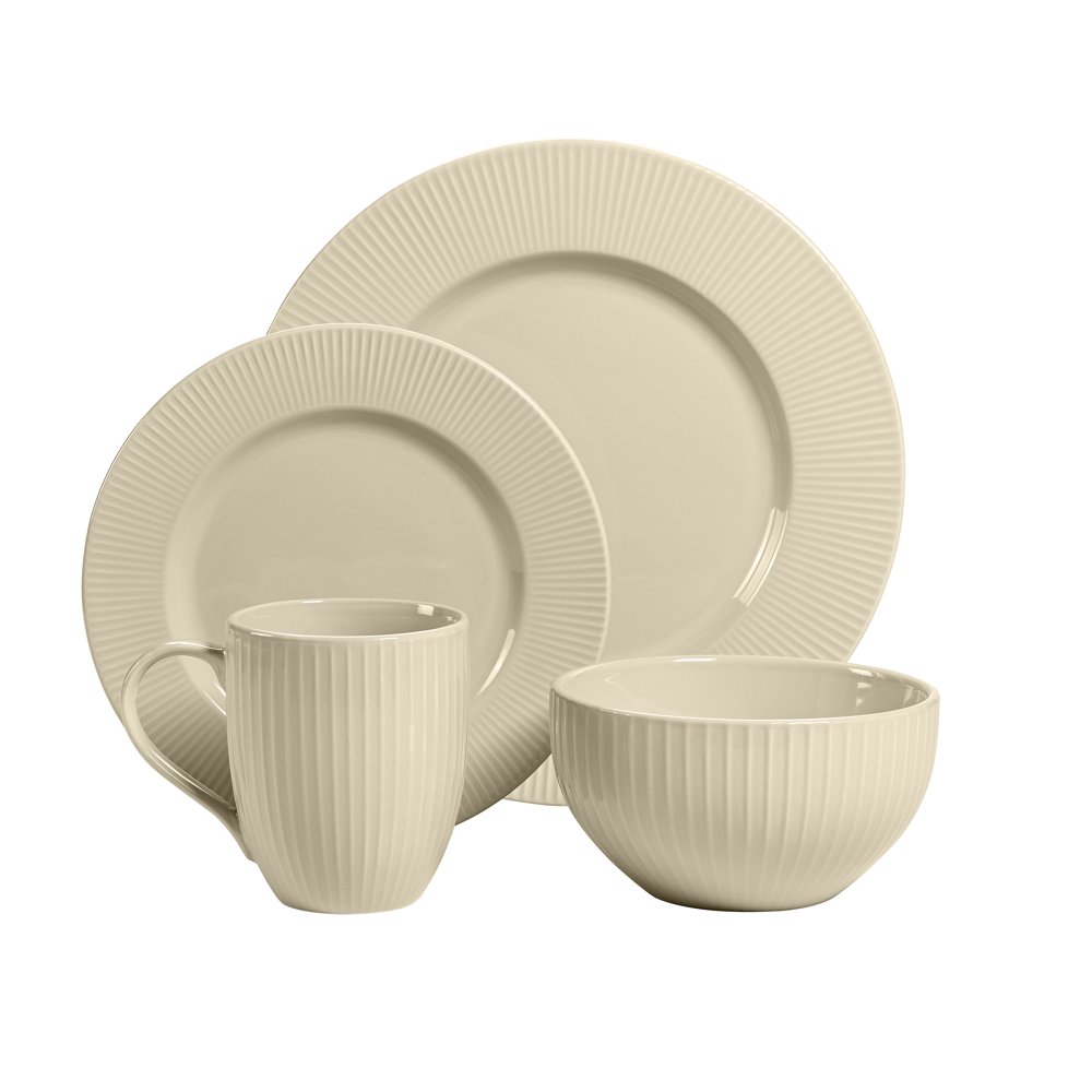 overandback Porcelain Lines 16 pc Dinnerware Set, Linen color Walmart