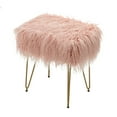 thumbnail image 2 of Faux Fur Ottoman Foot Stool, 15'' Wide Vanity Stool with Gold Metal Legs, Comfy Faux Fur Makeup Stools Entryway Ottoman, Plush Fluffy Footrest for Bedroom, Living Room, Pink, 2 of 7