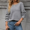 thumbnail image 4 of tarylea Crew Neck Sweatshirt for Women Solid Color Long Sleeve Pullover Cinch Cuff Dressy Tops Casual Loose Fall Tops, 4 of 5
