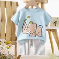 thumbnail image 4 of HCNTES Toddler Boy Clothes Baby Summer Outfit Cartoon Letter Print Cotton Tops+Grey Elastic Shorts 2pcs(3-4 Years,a169-Khaki), 4 of 4