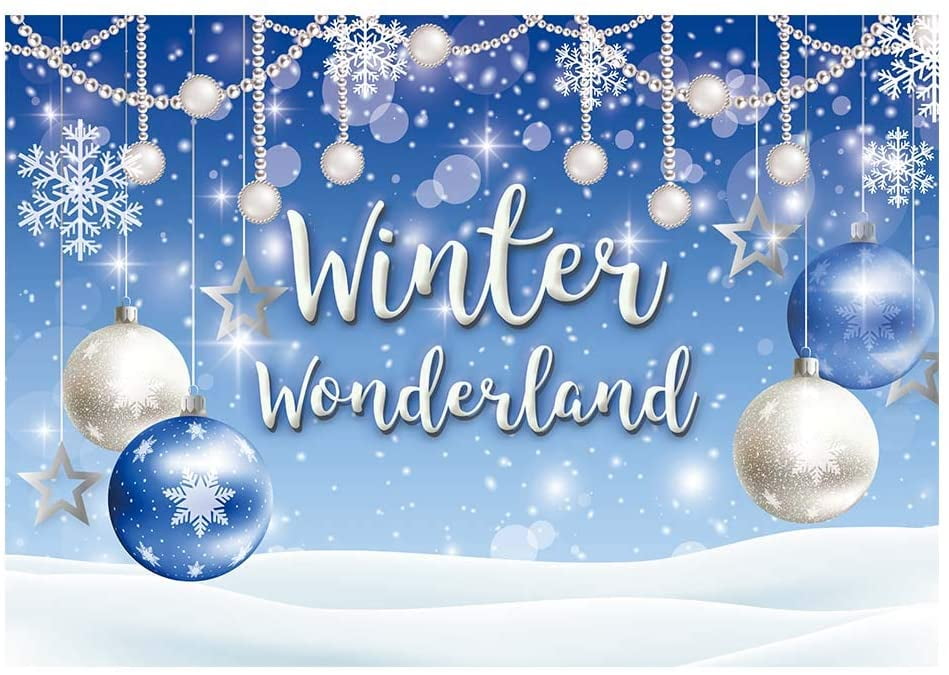 Allenjoy 7x5FT Winter Wonderland Backdrop for Photography White Christmas Merry Xmas Snowflake Glitter Bokeh Party Background Sparkle Baby Shower Birthday Portrait Banner Photo Booth Studio