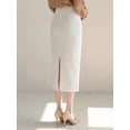 thumbnail image 2 of White Fitted Pencil Skirt, Bodycon Midi Length, Office Elegant Wear, 2 of 8