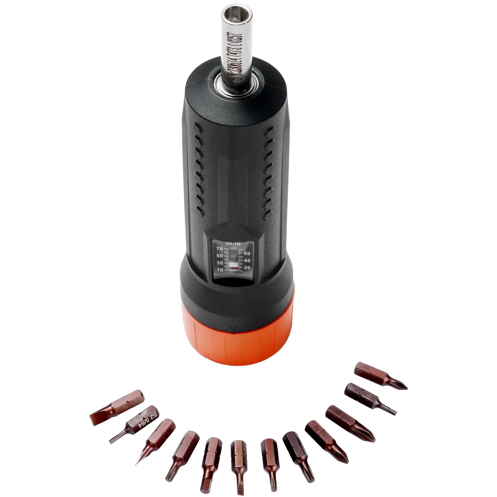 Torque screwdriver set, screwdriver head set with window, 12 drill bits and box, magnetic function, over-torque warning, durable, wear-resistant and corrosion-resistant