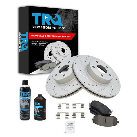 TRQ Front Performance & Brake Rotor & Metallic Pad Kit w/Chemicals BKA17856