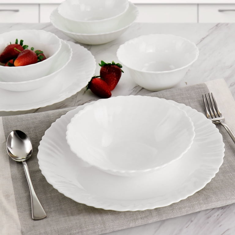 Gibson Ultra Radley 12 Piece Tempered Opal Glass Dinnerware Set in