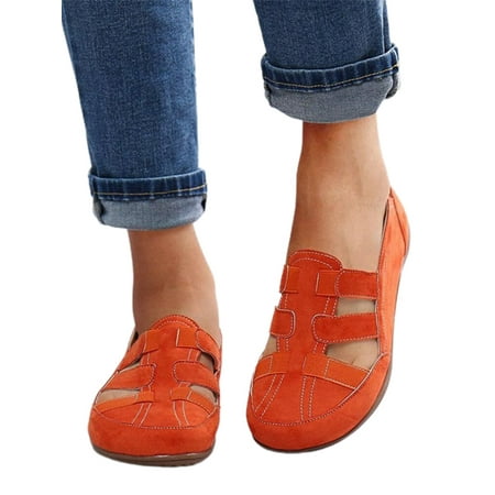 

Pfysire Women Hollow Out Loafers Closed Toe Sandals Slip On Flat Shoes US 7-7.5