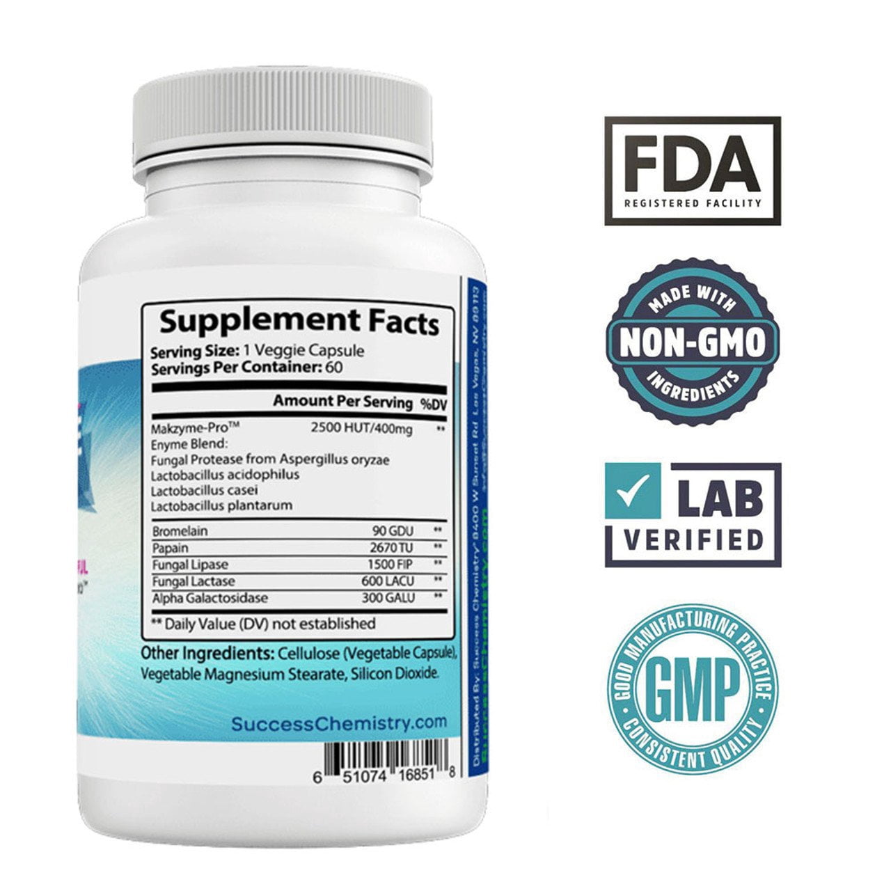 Success Chemistry Digestive Enzymes for General Health & Wellness with Probiotics by Success Chemistry - 60 Capsules