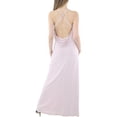 thumbnail image 2 of AQUA Womens Purple Ruched Ruffled Slitted Spaghetti Strap Cowl Neck Full-Length Evening Gown Dress S, 2 of 2