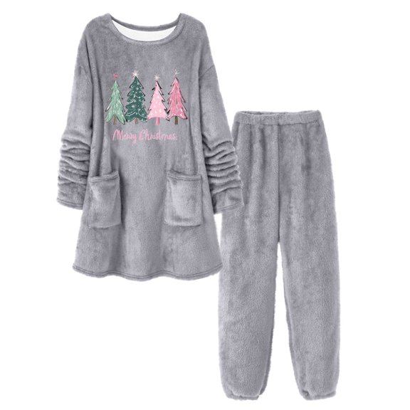 Pajama Pants Women Christmas Long Sleeve Pullover Pants Set 2 Piece Lounge Set Women Winter Women'S Pajamas