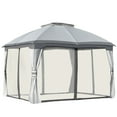 thumbnail image 2 of Outsunny 10' x 12' Outdoor Gazebo, Patio Gazebo Canopy Shelter w/Double Vented Roof, Zippered Mesh Sidewalls, Solid Steel Frame, Grey, 2 of 9