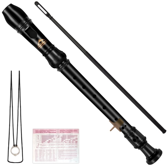 EASTROCK Soprano Recorder Instrument, C Key German Fingering, 3-Piece School Recorder for Students & Beginners, Black