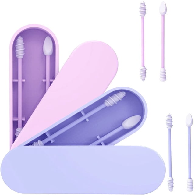 JUNWELL 4 Pieces Of Reusable Silicone Cotton Swabs Washable Cotton Swabs Ear Care Cleaning Makeup And Makeup Remover,Environmental Protection