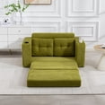 thumbnail image 2 of Convertible Sofa Bed, 2 in 1 Fold Out Floor Couch with Pillows, Memory Foam, Corduroy, Space-Saving Seating for Living Room, Olive, 2 of 14