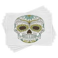 thumbnail image 1 of Ambesonne Sugar Skull Place Mats Set of 4, Folk Floral, Standard Size, Green Brown Seafoam, 1 of 6