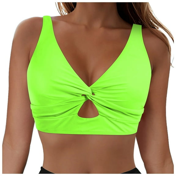 Yindaity Plus Size Swim Top Women's Twist Front Bikini Top - Padded Swimsuit Top Women's Twist Front Bikini Top - Padded Swimsuit Top Swim Tops Women(Green,2XL)