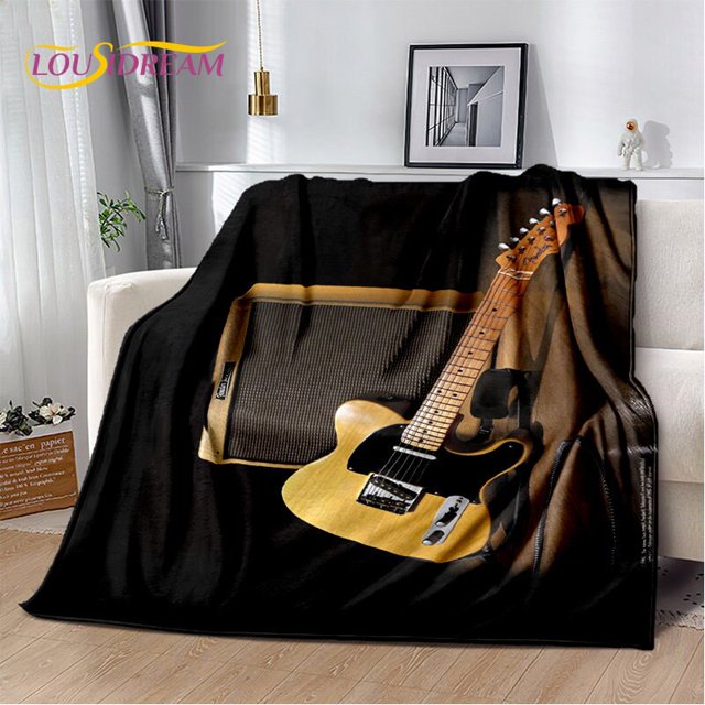 Manta de felpa suave para guitarra eléctrica clásica, manta de franela para sala de estar, dormitorio, cama, sofá, cubierta de Picnic