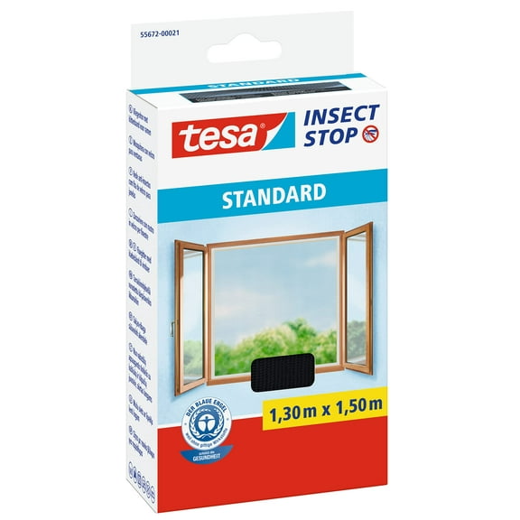 tesa Insect Stop Hook & Loop STANDARD for Windows - Self Adhesive Window Fly Screen - Cut to De