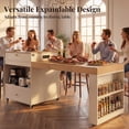 thumbnail image 2 of OMCHOM 80.7" Large Kitchen Island with Seating and Extendable Dining Table,Rolling Mobile Center Islands with Storage,Charging Station,2 Drawers 2 Side Open Shelves,White, 2 of 9