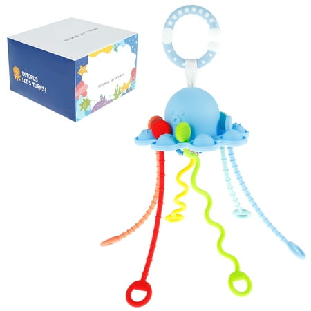 

verlacoda Baby Sensory Toys with Sounds Hanging Silicone Pull String Sensory Toys Reusable Montessori Baby Activity Sensory Toys Colorful Octopus Pull Cord Baby Toy Motor Skills Toys