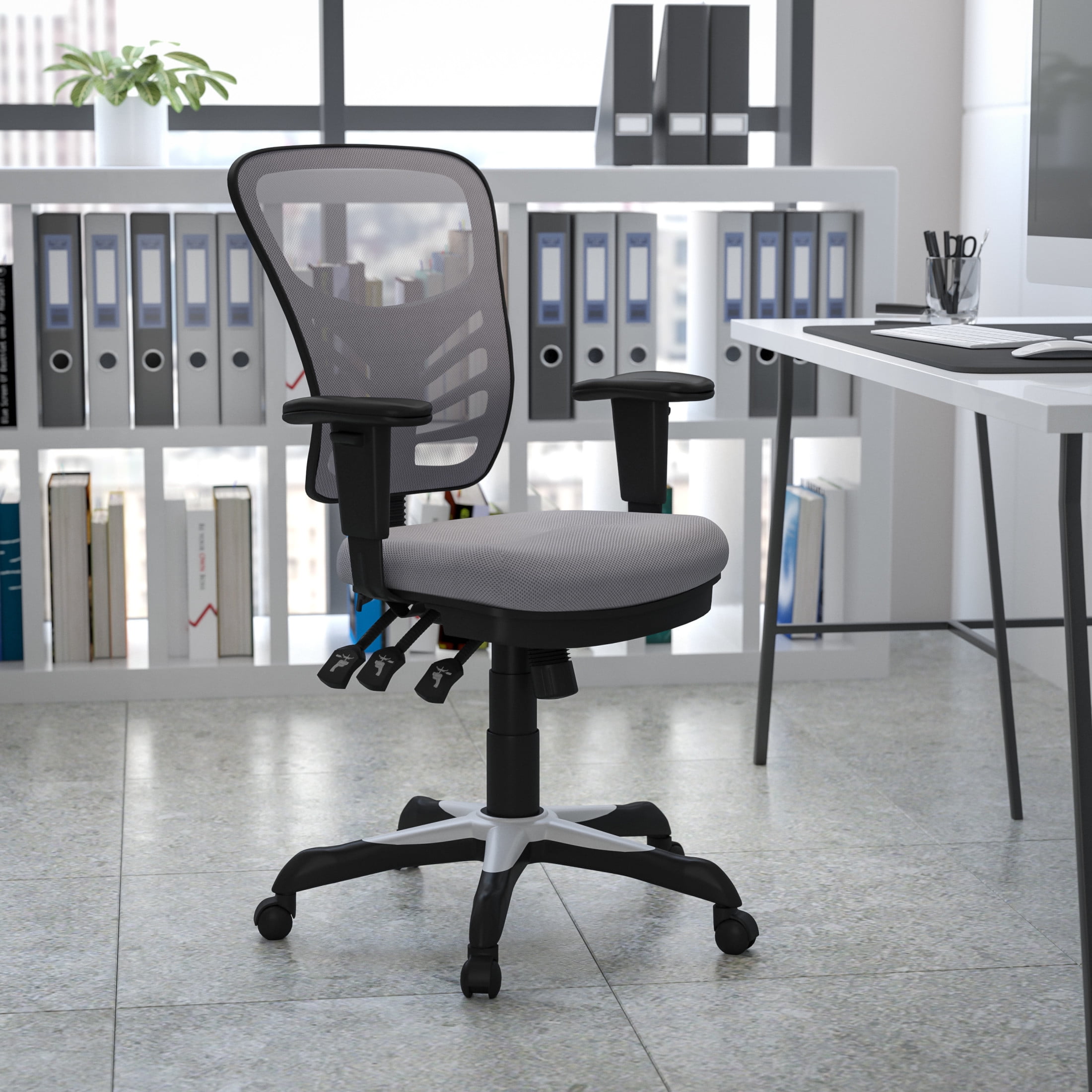 Flash Furniture Nicholas Ergonomic Mid-Back Swivel Office and Gaming Chair, Gray