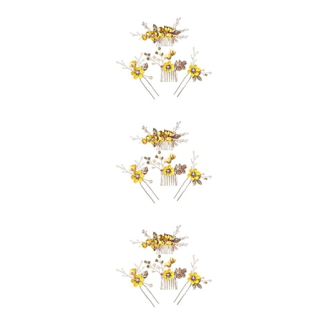Qarigey 4 Uds peinetas de flores de boda decoraciones tocados elegantes para niñas tocado de novia accesorio de joyería de moda amarillo Type1 NO1