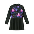 thumbnail image 3 of Sholeno Kids Girls One Piece Swimsuit UPF 50+ Long Sleeve Swimwear Quickly Dry Beachwear Swim Dress Black 10, 3 of 7