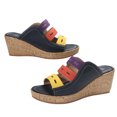 thumbnail image 2 of Women's New Summer Large Size Mixed Color Muffin Fish Mouth Wedge Sandals Summer Sandals Black 41, 2 of 8