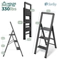 thumbnail image 6 of Sorfey 3-Step Aluminum Foldable Ladder Step Stool Folding Step Ladder, Gray, 6 of 12