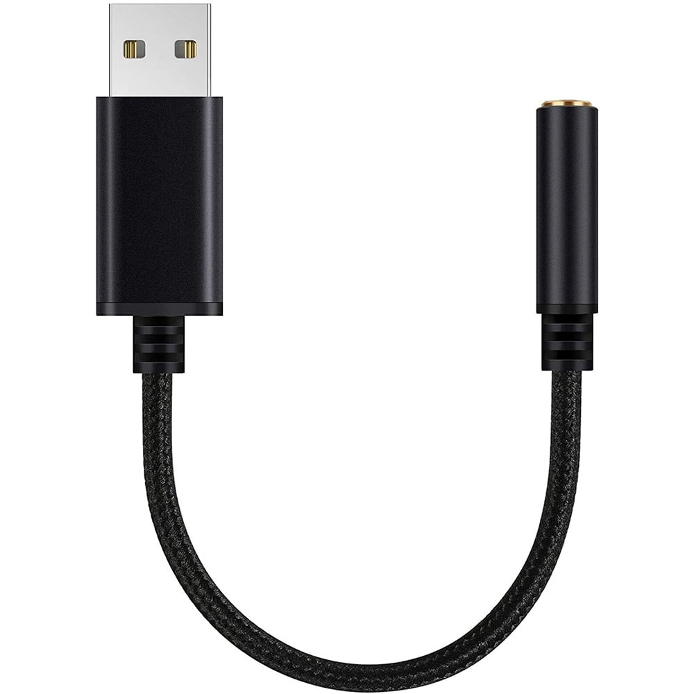 tæppe Eftermæle køre USB to 3.5mm Headphone Jack Audio Adapter,External Stereo Sound Card for  PC, Laptop,for ,for Etc (0.6 Feet,Black) - Walmart.com