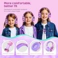 thumbnail image 3 of QearFun Kids Headphones with Microphone,Wired Headphones for Kids with Volume Limit,Sharing Jack,Kids Headphones with Cord for Girls,Foldable Headphones for Tablet Computer (Light Purple), 3 of 7