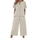 thumbnail image 1 of Camisas de Manga Larga para las Mujeres Suelto Ajuste Sólido Botón Liso Arriba con el Conjunto de Pantalones de Bolsillo, Camisa de Manga Larga Liso Mujer Lino Sentir, 1 of 6