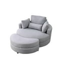 thumbnail image 2 of Accent Swivel Barrel Chair with Storage Ottoman, 51“ Round Accent Chair Lounge Chair with Pillows, Upholstered Linen Fabric Oversize Sofa Chair Reading Chair, for Bedroom, Hotel, Light Gray, 2 of 7